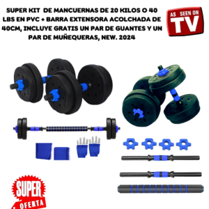 Kit Mancuernas 20kg 8 Discos Extensora